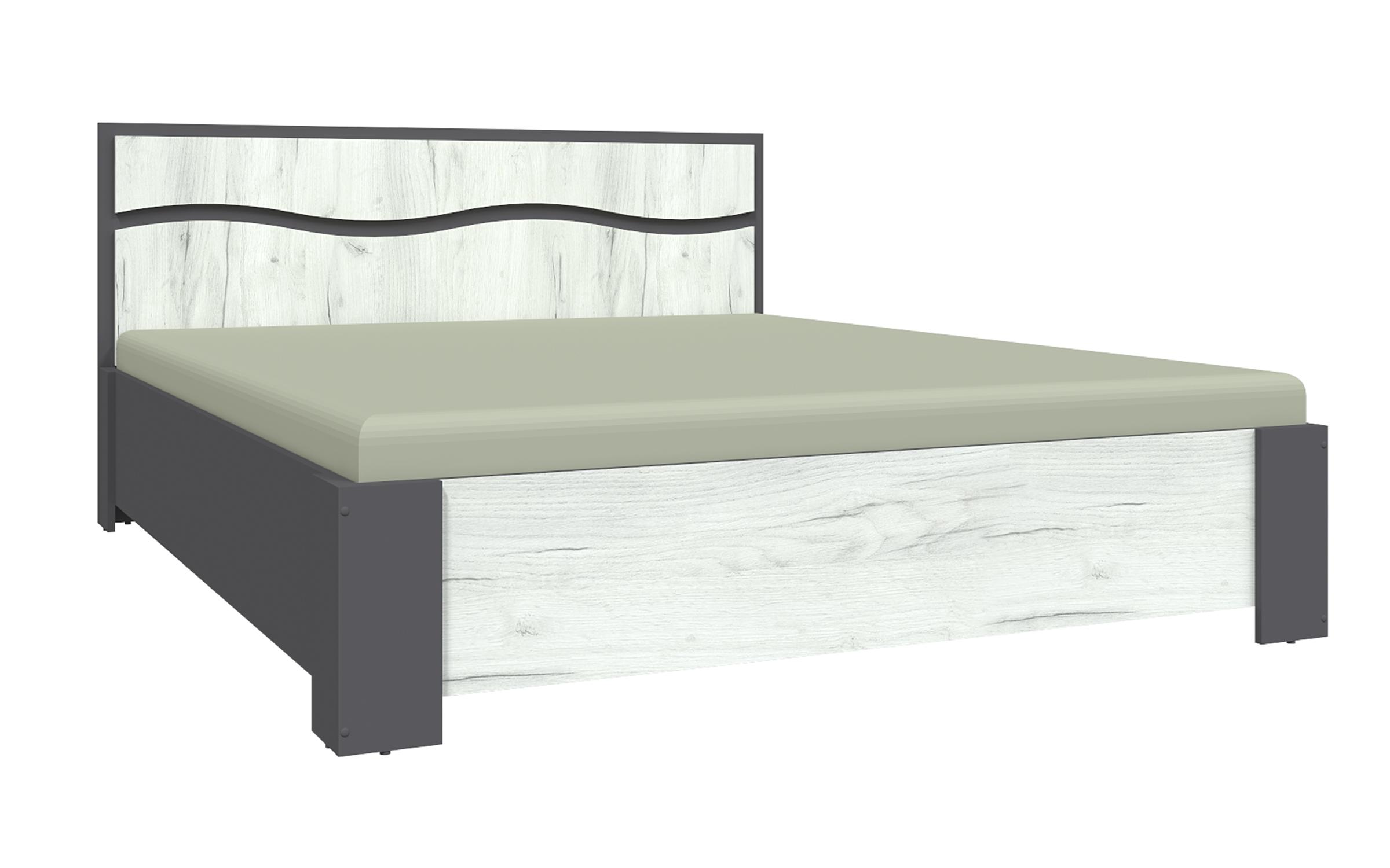 Double bed Viela for mattress with size 160/200, grey graphite + white Craft oak  1